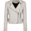 Women's White Short Body Leather Jacket