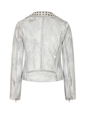 Women's White Studded Leather Jacket