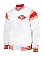 49ers NFL White Satin Bomber Jacket