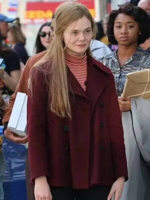 Sylvie Russo A Complete Unknown Elle Fanning Maroon Pea Coat