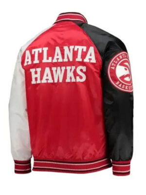 Atlanta Hawks Reliever Black and Red Satin Jacket