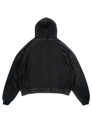 Butterfly Print Oversized Black Fleece Hoodie