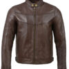 Cafe Racer Brown Leather Biker Jacket