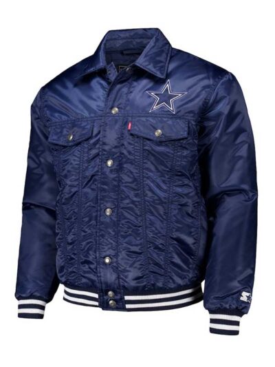 Dallas Cowboys Trucker Navy Satin Jacket