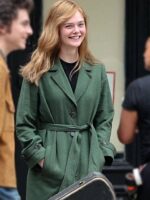 Elle Fanning Green Trench Coat