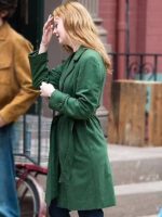 Elle Fanning A Complete Unknown Green Sylvie Russon Trench Coat