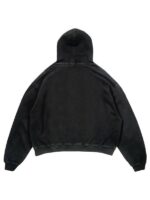 Flame Skull Oversized Black Fleece Hoodie