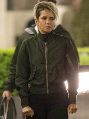 Reproduction-Halle Berry The Union 2024 Roxanne Hall Black Bomber Jacket