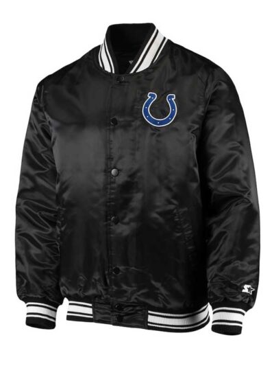 Colts Locker Room Black Bomber Satin Jacket