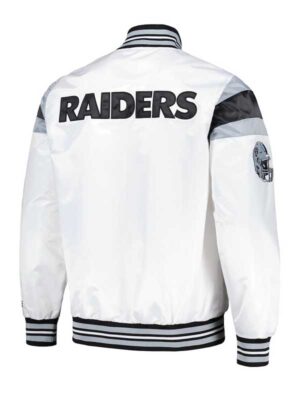 Las Vegas Raiders Full-Snap White Varsity Jacket