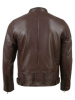 Cafe Racer Brown Leather Biker Jacket