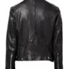 Men's Studded Shoulder Black Leather Jacket