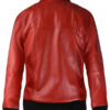 Red Leather Bomber Biker Jacket