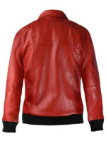 Red Leather Bomber Biker Jacket