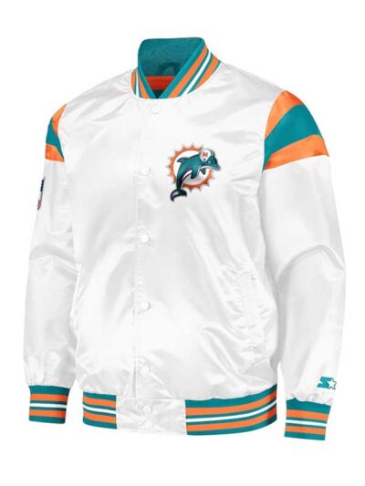 Miami Dolphins White Satin Jacket