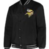 Vikings Full-Snap Black satin Bomber Jacket