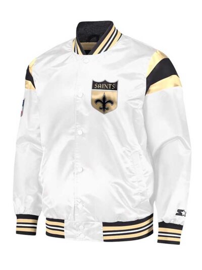 New Orleans Saints White Satin Jacket