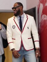 2024 Paris Olympics Lebron James Team USA Uniform White Blazer