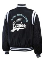 Philadelphia Eagles Full-Zip Black Satin Jacket