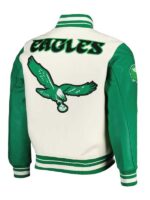 Eagles Retro Classic White And Green Satin Jacket