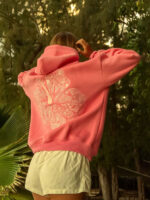 Unisex Pink Palm Hawaii Hibiscus Hoodie