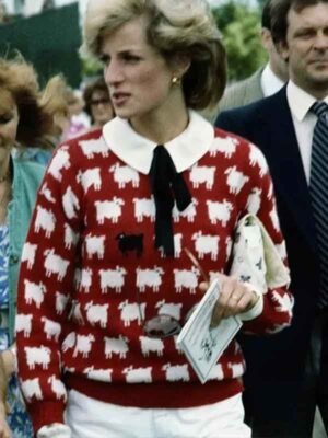 Princess Diana Red With Black Sheep Sweater