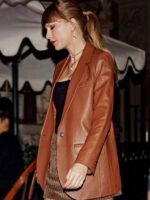 Taylor Swift Brown Leather Blazer