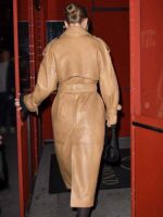 Taylor Swift NYC Zero Bond Brown Leather Trench Coat