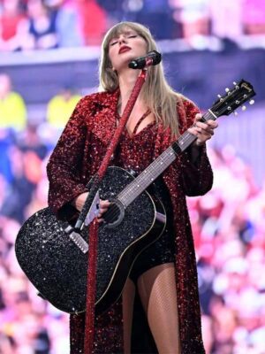 The Eras Tour Taylor Swift Red & Black Sequin Coat