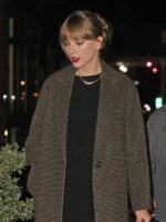 Taylor Swift Houndstooth Brown Coat