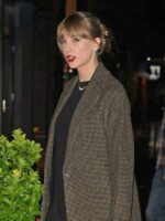 Taylor Swift Houndstooth Wool Brown Coat