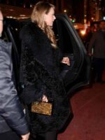 Poor Things Premiere Taylor Swift Black Fur Long Coat