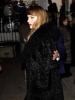 Taylor Swift Poor Things Premiere Black Fur Coat