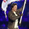 Tom Cruise Paris Olympics Closing Ceremony Leather Jacket