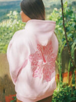 Unisex Pink Palm Puff Hawaii Hibiscus Hoodie