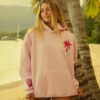 Unisex Pink Palm Puff Hawaii Hibiscus Hoodie