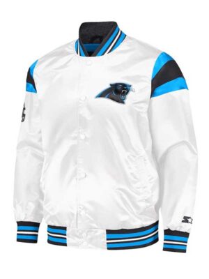 White Carolina Panthers Satin Jacket