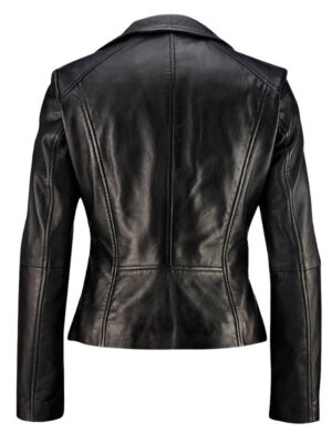 Women's Black Leather Motorcycle Jacket