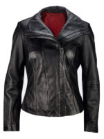 Women's Black Leather Motorcycle Jacket