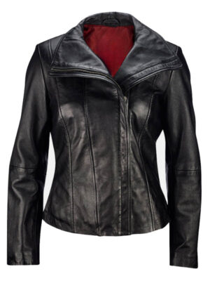 Women's Black Leather Motorcycle Jacket