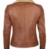 Brown Bomber Shearling Collar Jacket