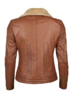 Brown Bomber Shearling Collar Jacket