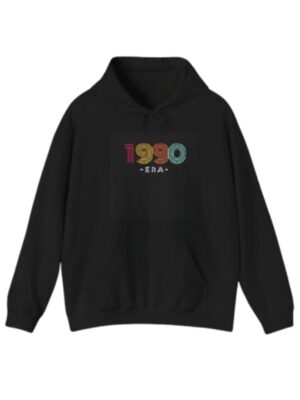 1990 Era Nostalgia Black Pullover Hoodie