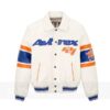 Avirex New York White Leather Bomber Jacket