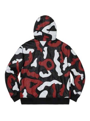 Supreme Camo Hooded Leather Bomber Jacket