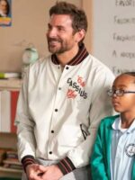 Abbott Elementary Bradley Cooper White Bomber Jacket