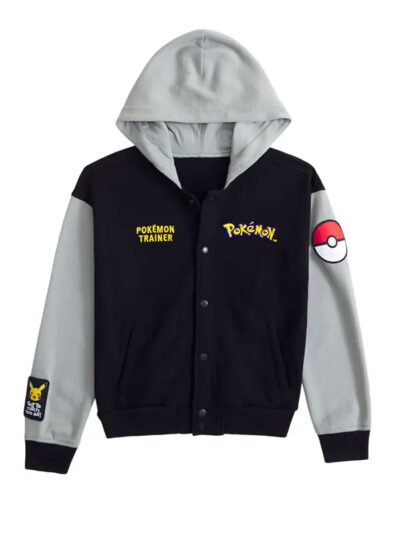 Abercrombie Pokemon Hooded Bomber Black And Grey Jacket