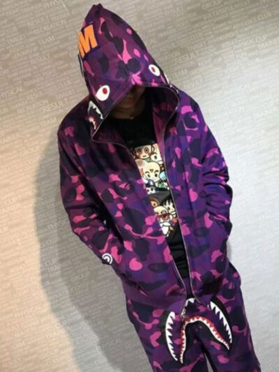 BAPE Camo Shark Purple Zip-Up Hoodie