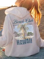 beach club surf hawaii grey hoodie