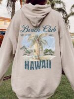 beach club surf hawaii grey hoodie